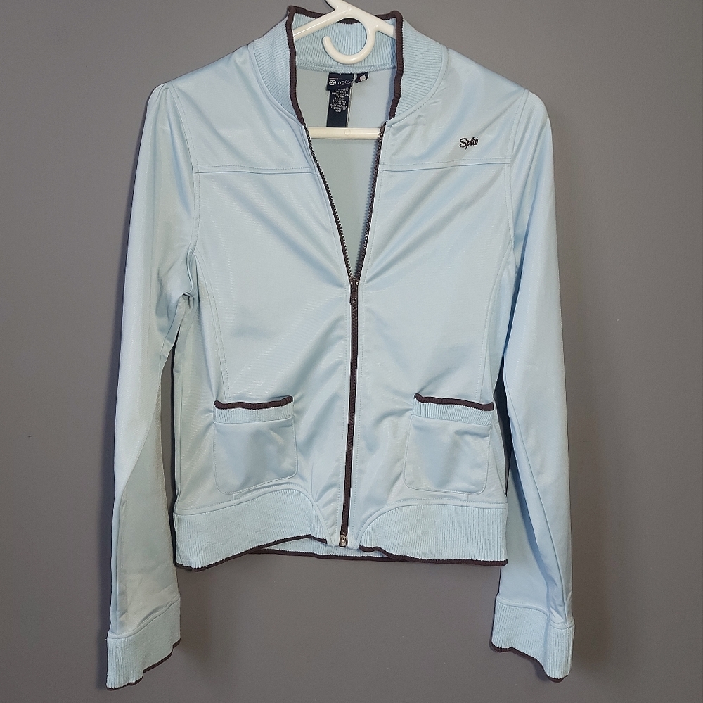 Vintage 90s Split Inc. Retro Satin Blue Lightweight Varsity Style Jacket, Medium